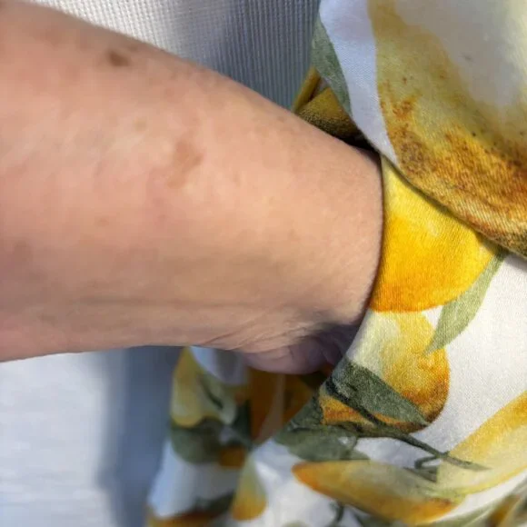 Anne Klein Lemon Print Sleeveless Fit & Flare Dress With Waist Tie Size 6 White/ - Picture 11 of 11